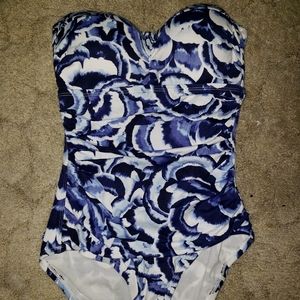 Tommy Bahama Pansy Shirred Bandeau 1 PC Swimsuit